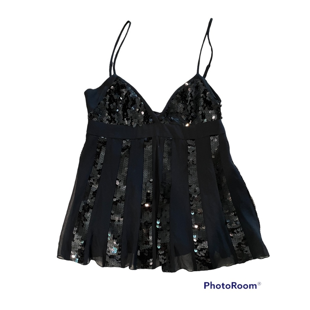 Y2k BCBG black sequin bling cami